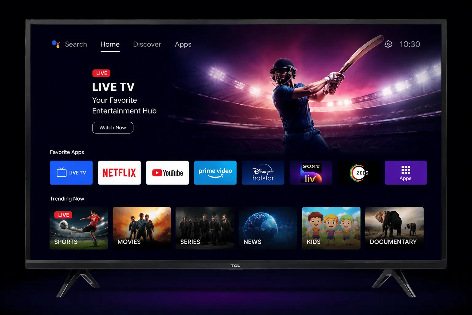 Smart TV interface with sports and apps